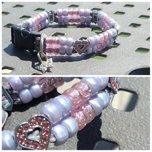 Custom Handmade Beaded Bling Dog Collar Hearts